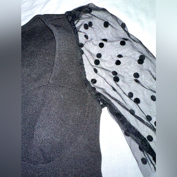 SHEIN Corset Mesh Lantern Sleeve Crop Top - Picture 4 of 5